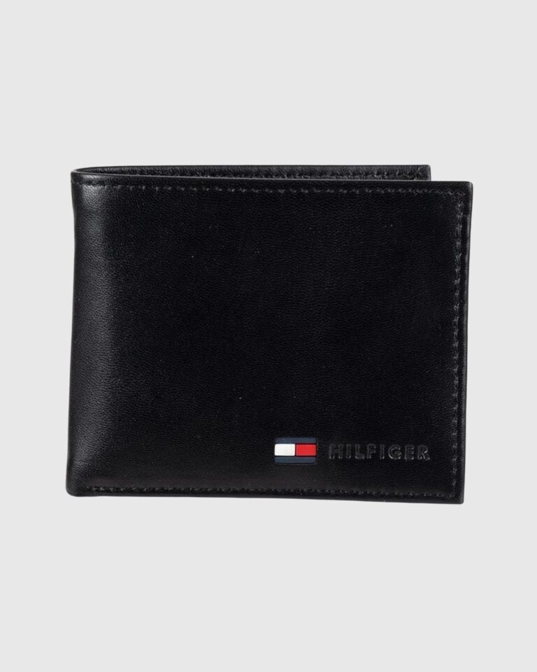 Tommy Hilfiger Coin Pocket Leather Slim Bifold Black Wallet