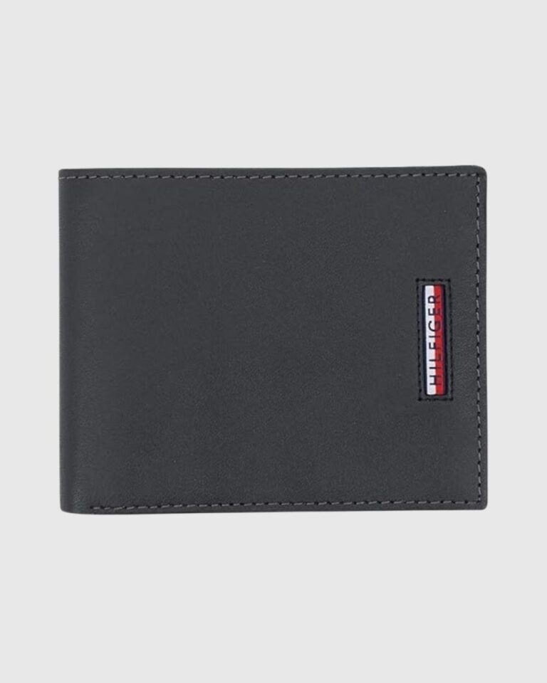 Tommy Hilfiger Men's Leather Bifold Slim Wallet with ID Window Black